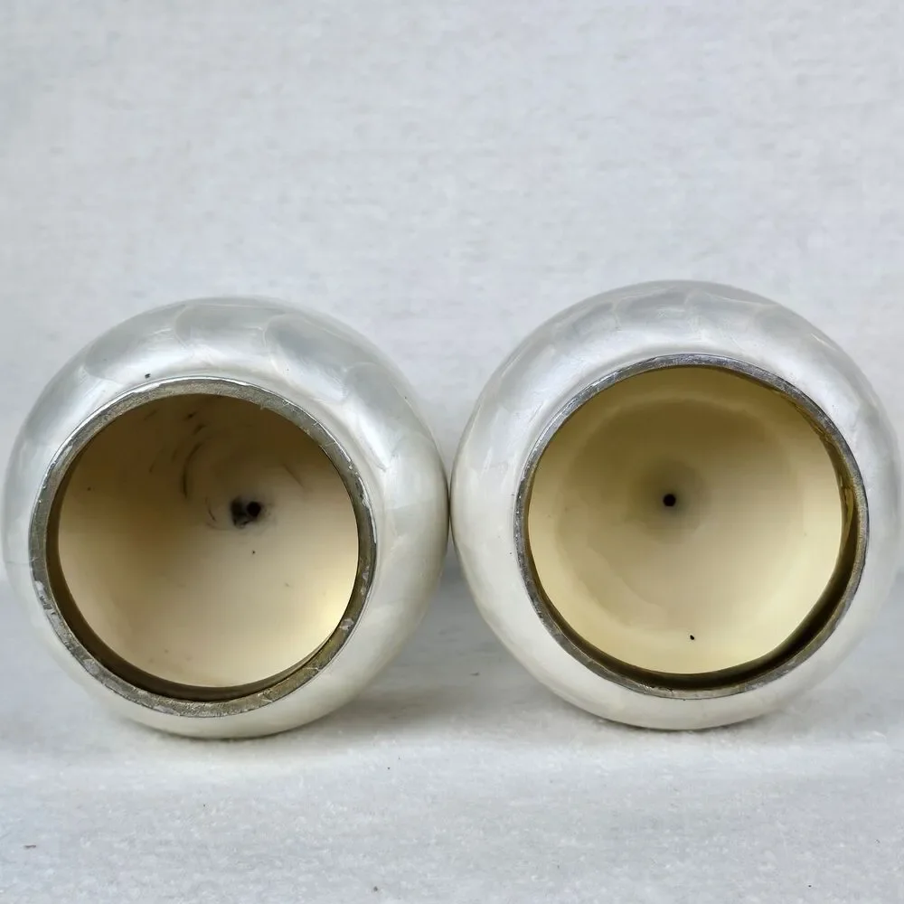 Anthropologie Capri Blue Volcano Candle Iridescent White Gold Medium 4.5 x 3.5